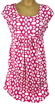 MOTHERHOOD Maternity Dress Size L Pink/White Scoop Neck Cap Sleeves Pullover • $9.99