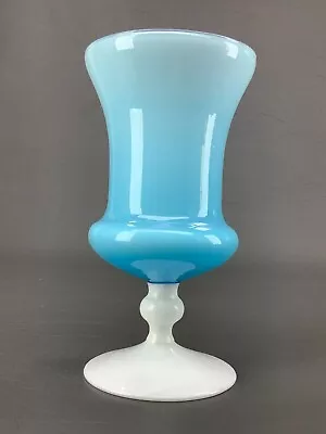 Vintage Italian Oplaline Art Glass Vase With Blue • $49