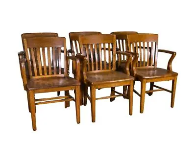 Antique Set Of 6 Assembled Oak Armchairs #21942 • $1250