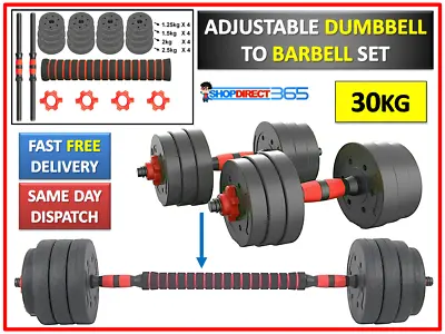 30kg Dumbells Pair Of Gym Weights Barbell Dumbbell Body Building Weight Set 36-1 • £30.99