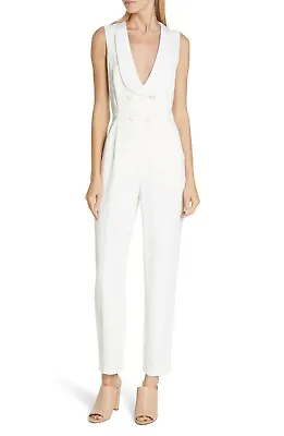 $95.20 • Buy A.L.C. ALC Eggshell White Everett Tuxedo Lapel Crepe Stretch Pants Jumpsuit 4 US