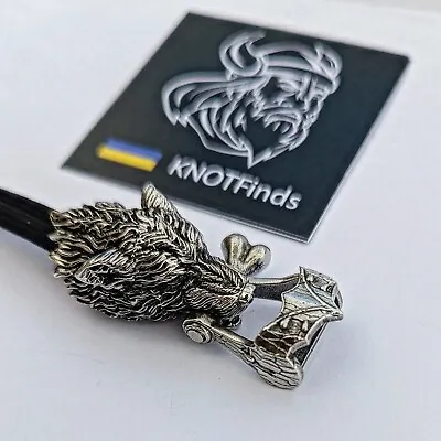 Steel Paracord WOLF HEAD Shackle. Beads For Paracord Weaving Viking Style. • $35