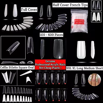 100 - 600 False Nails Coffin Stiletto Square Oval Almond Press On & French Tips  • £6.99