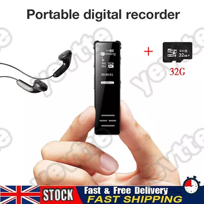 32G Voice Activated Mini Spy Digital Sound Audio Recorder Dictaphone MP3 Player • £18.99