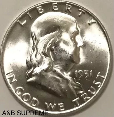 1951 D Franklin Half Dollar FBL “Full Bell Lines” Gem Bu Uncirculated 90% Silver • $73.69