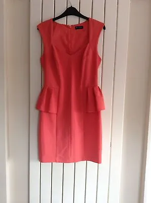 Miss Selfridge Orange Peplum Pencil Tailored Mini Dress Size 10 • £4.99
