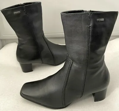 £25 • Buy Rohde Black Leather Boots Size 38 Uk 5 Womens Fur Lined Superb