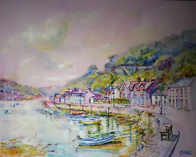 Original Landscape Oil Painting Fishguard Harbour  Wales  Signed G Ellis • £180