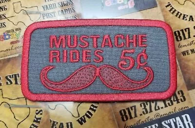 EMBROIDERED MUSTACHE RIDES PATCH (Please Read Ad) • $7.65