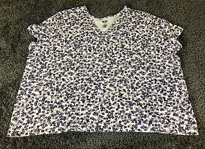 Mainstreet Blues Short Sleeve Top Womens 5X Purple Floral Print T-Shirt • $21.99