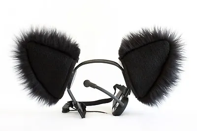 $18.99 • Buy Solid BLACK Furry Kitty Cat EAR WOLF Fox NECOMIMI COVERS ONLY Cosplay Anime