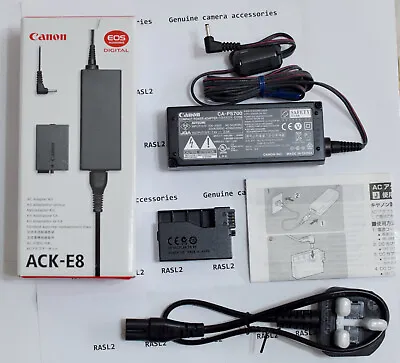 Genuine Canon ACK-E8 Kit AC Adapter CA-PS700+ DC Coupler DR-E8 EOS 700D 650D • £64.95