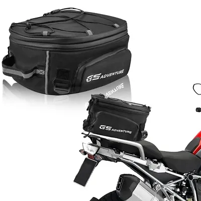 Black Motorcycle Seat Tail Bag Travel Rear Luggage Carry Bag+Waterproof Cover • $28.32