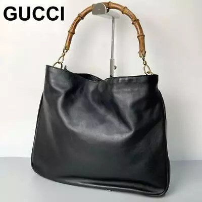 Gucci Leather Tote Handbag Vintage Black Medium Women Italy • $130