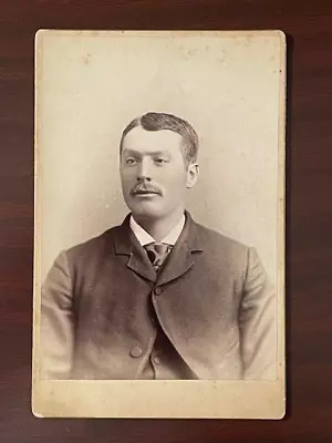 Antique Cabinet Card Man W/ Trimmed Mustache ~J.Q. Miller Aberdeen Dakota • $5