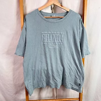 Ghanda Shirt Womens 14 Grey Logo Graphic Short Sleeve • $9.95