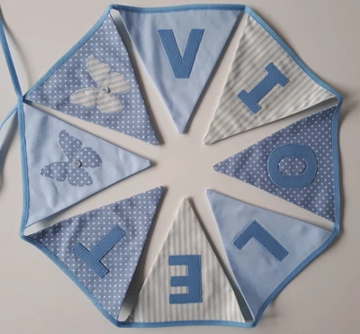 £2.25 • Buy Personalised Blue Fabric Bunting ~ Name Gift / Baby Boy ~ Nursery/Kids Bedroom 