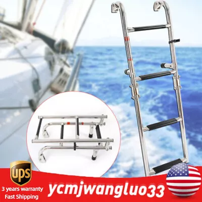 4 Step Boat Ladder Telescoping Swim Upper Platform Marine Yacht Stainless Steel • $53.20