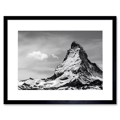 Photo Matterhorn Alps Mountain Black White Framed Art Print Poster 12x16 Inch • $23.49