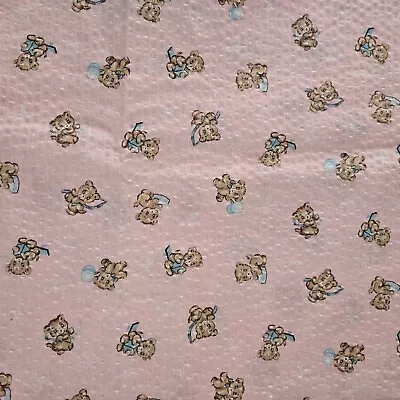 Springs Industries Baby Bears On Pink Fabric Reading Bubbles 1.6 Yds Vintage  • $11.84