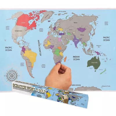 Scratch Off World Map Personalised Travel Holiday Wall Paper Poster Decor Gift  • £7.99