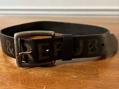 Rock And Republic Men’s Leather Belt Size Small Black With Metal Buckle • $2.79