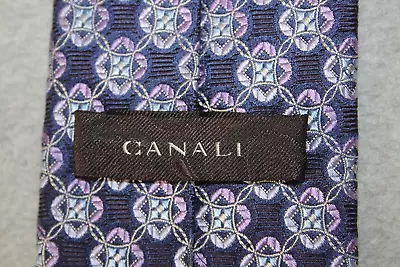 CANALI Made In Italy All Silk Purples Tie Geometric • $15