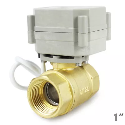 Brass 1  9V 12V To 24 VAC/DC 5-Wires Manual Override N.C. Motorized Ball Valve • $59.99