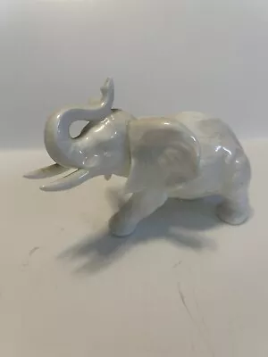 Vintage White Bone China Elephant Figurine 4 Inches Tall  • $6