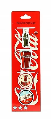 Four Coca Cola Magnetic Page Clips Bookmarks Magnets Paper Clip Vintage Branding • £9.95