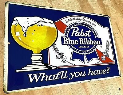 Pabst Blue Ribbon Beer What Will You Have Distressed Aluminum Metal Sign 12 X18  • $32.99