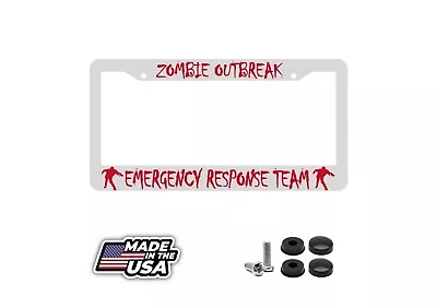 WHITE FRAME Zombie Outbreak Emergency Response Team License Plate Frame  • $7.75