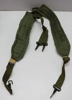 US Military OD Nylon Y Suspenders Adjustable With 4 Clips Each E9155 • $7.99