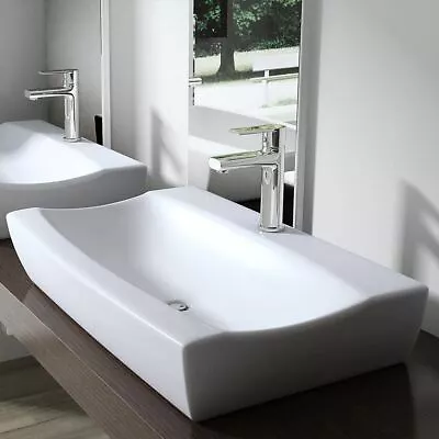£68.10 • Buy Bathroom Wash Basin Sink Vanity Ceramic Countertop Wall Hung Rectangle 625x395mm