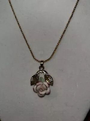 Vintage 12K Gold Filled Necklace Flower Pendant 1/20 12K GF On 16 Inch Chain • $23.99