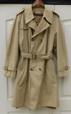 Vintage Great Dane Men's Sz 46 Long Khaki Trench Coat Removable Liner Belted • $48.99