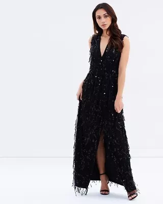 Romance Zoe Maxi Dress Black Sequin Size 14 BNWT • $49.95