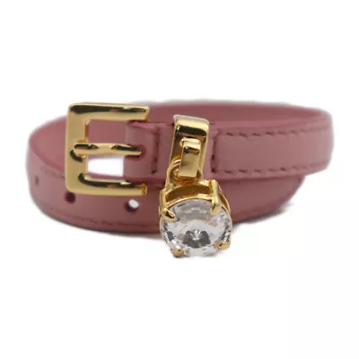 MIUMIU Bracelet  51B066 MADRAS Madras Bijoux SizeM Leather Crystal ROSA Pink • $101