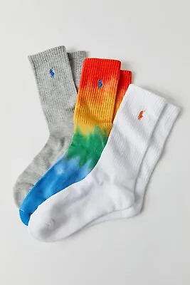 $19.50 • Buy Polo Ralph Lauren Women's 3-Pack Rainbow Crew Socks, 9-11, Shoe Size 4-10.5