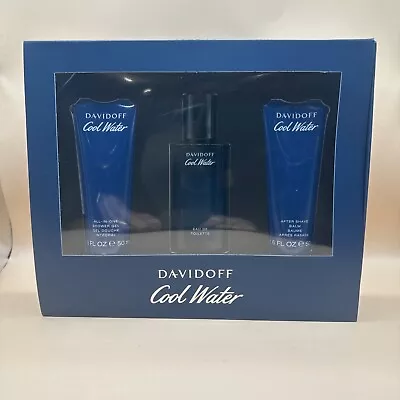 Cool Water Men EDTS 40ml Gel 50ml Balm 50ml Davidoff Mens Fragrance Set Damage • £19.95