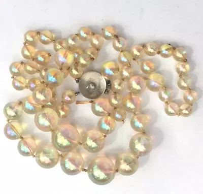 VTG Aurora Borealis Pools Of Light Lucite Bubble Bead Graduated Necklace 16  TLC • $15