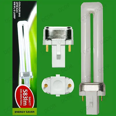 £9.99 • Buy 4x 9W G23, 2 Pin, Low Energy CFL PL Light Bulbs, 840, 4000K Cool White Lamps