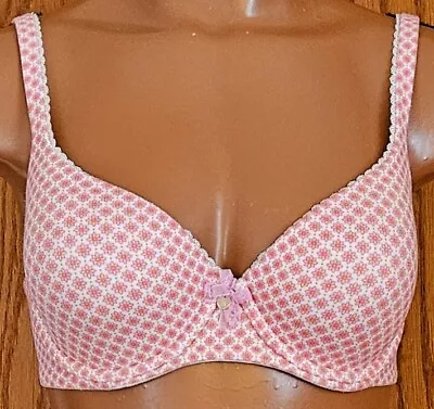 Victoria's Secret Lined Demi 34D Underwire Pink Geo Floral W Lace Trim Bra • $14.95