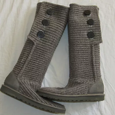 UGG Australia Classic Cardy Gray Sweater Knit Tall Boots 5819 Womens Size 10 • $34.99