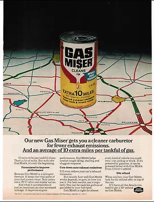 Gas Miser Cleans Carburetor Engine Car - 1977 Vintage Print Ad Ephemera • $14.99