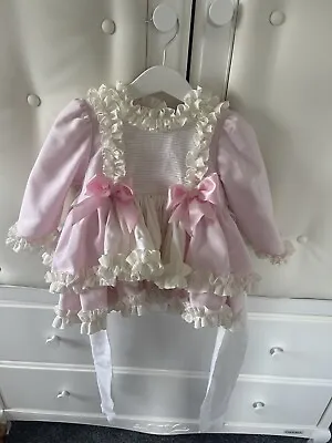 Handmade Baby Girls Bow Dress Absolutely Amazing Quality Runs Small. No Marks • £55