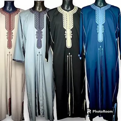 Moroccan Men Long Sleeve Jubba Kaftan Jallabia • £44.99