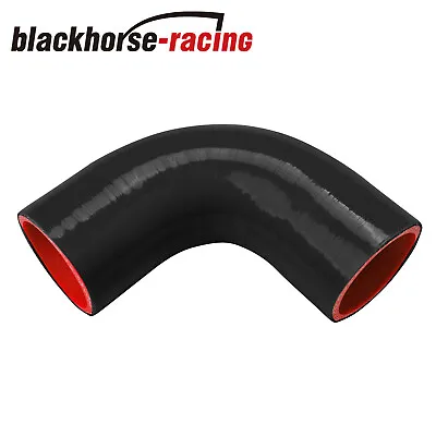 3  76mm 90 Degree Turbo/Intake/Intercooler 3-PLY Silicone Coupler Hose BLACK/RED • $10.99