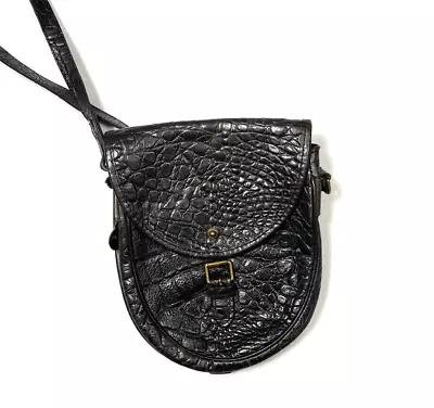 Mulberry England Vintage Leather Bag Purse Black Saddle Designer Crossbody • $70