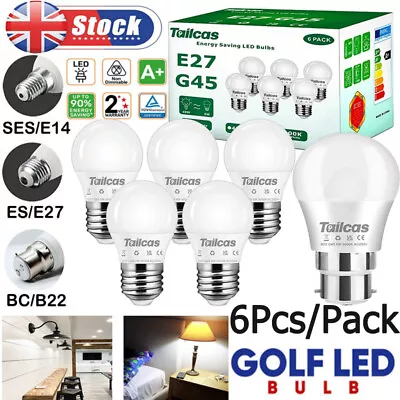 6x 5W LED Round Golf Light G45 Bulbs Warm/Cool White SES Small Screw E14 E27 B22 • £3.95